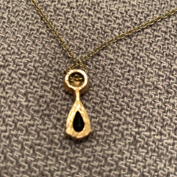 Teardrop Necklace with Faux Diamonds & Blue Stone - Picture 7 of 8